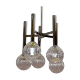 Lustre vintage chrome & verre 1970