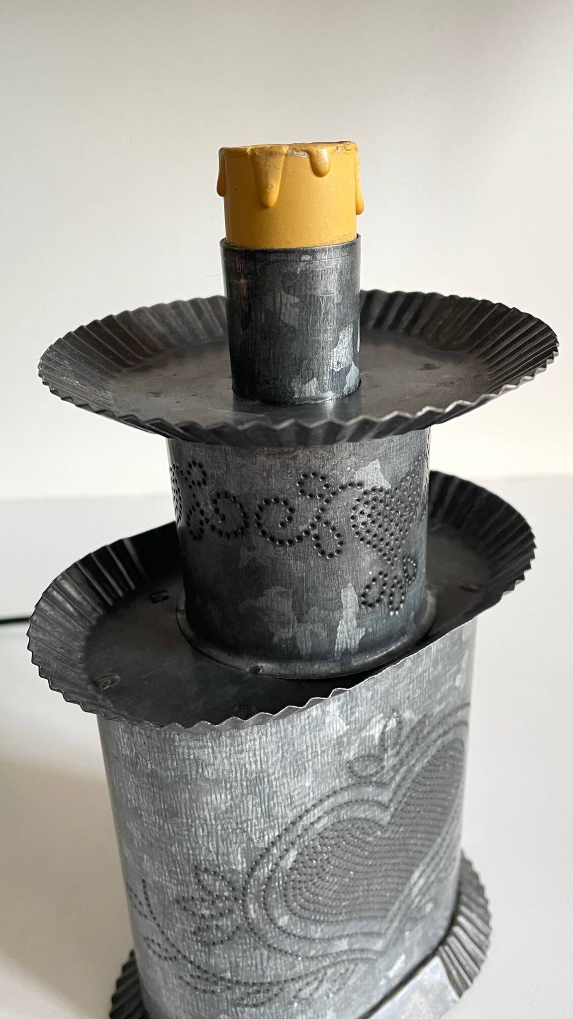 LAMPE Coeur ZINC Vintage