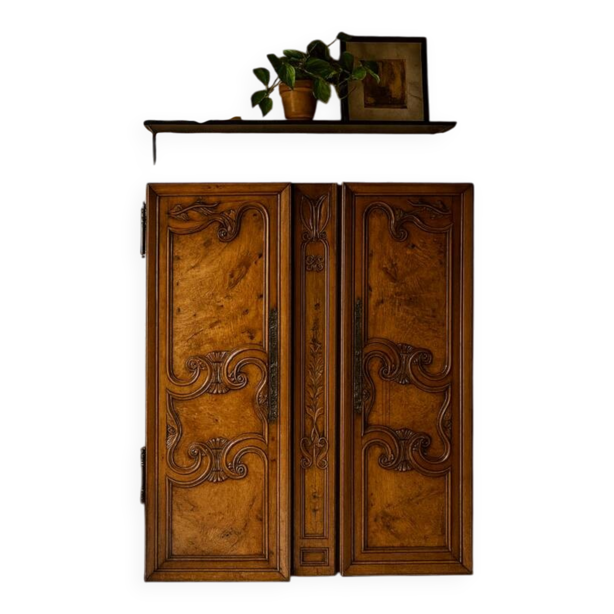Pair of 19th-century walnut doors with walnut burl