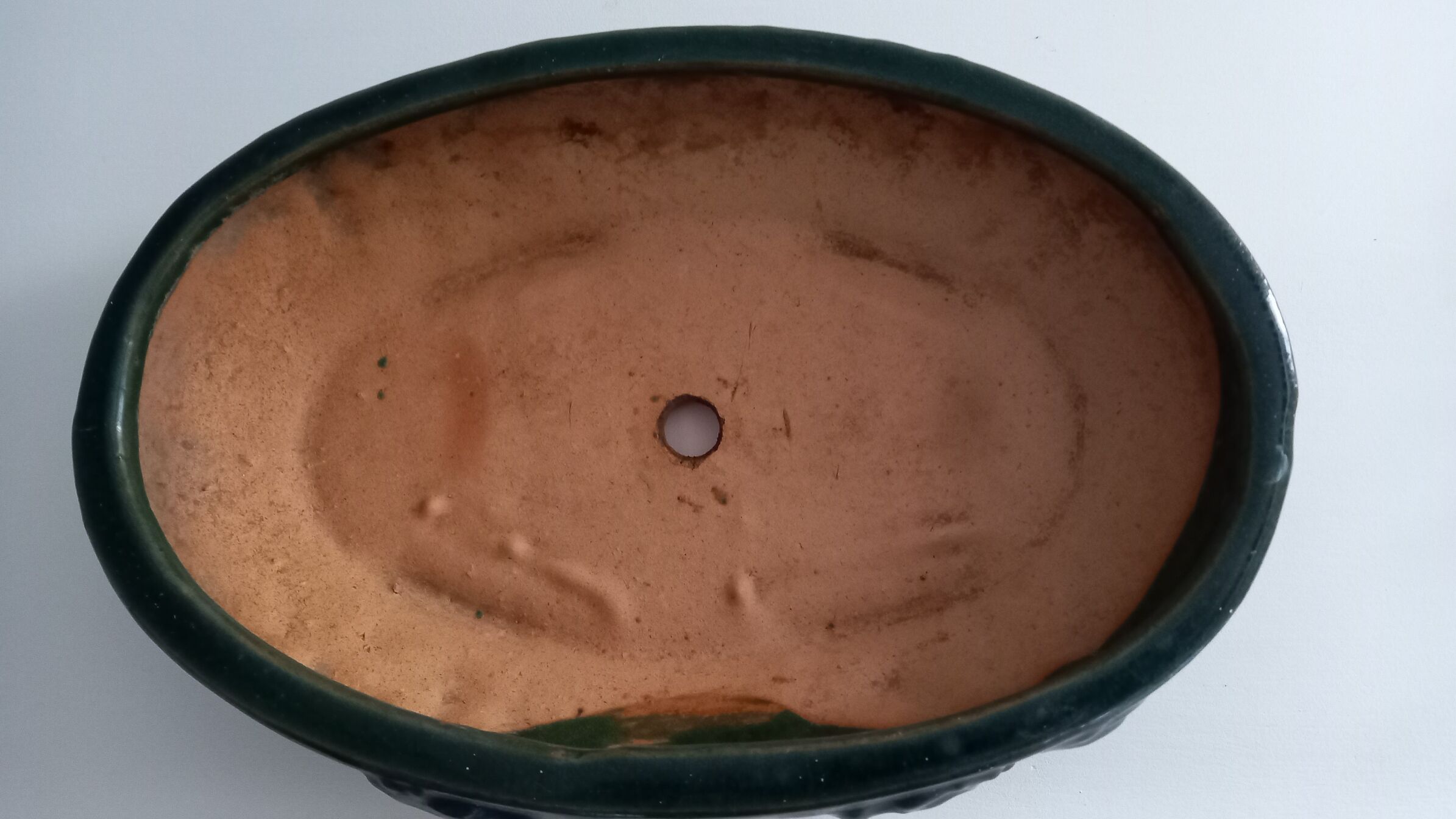 Bonsai pot in green glazed stoneware