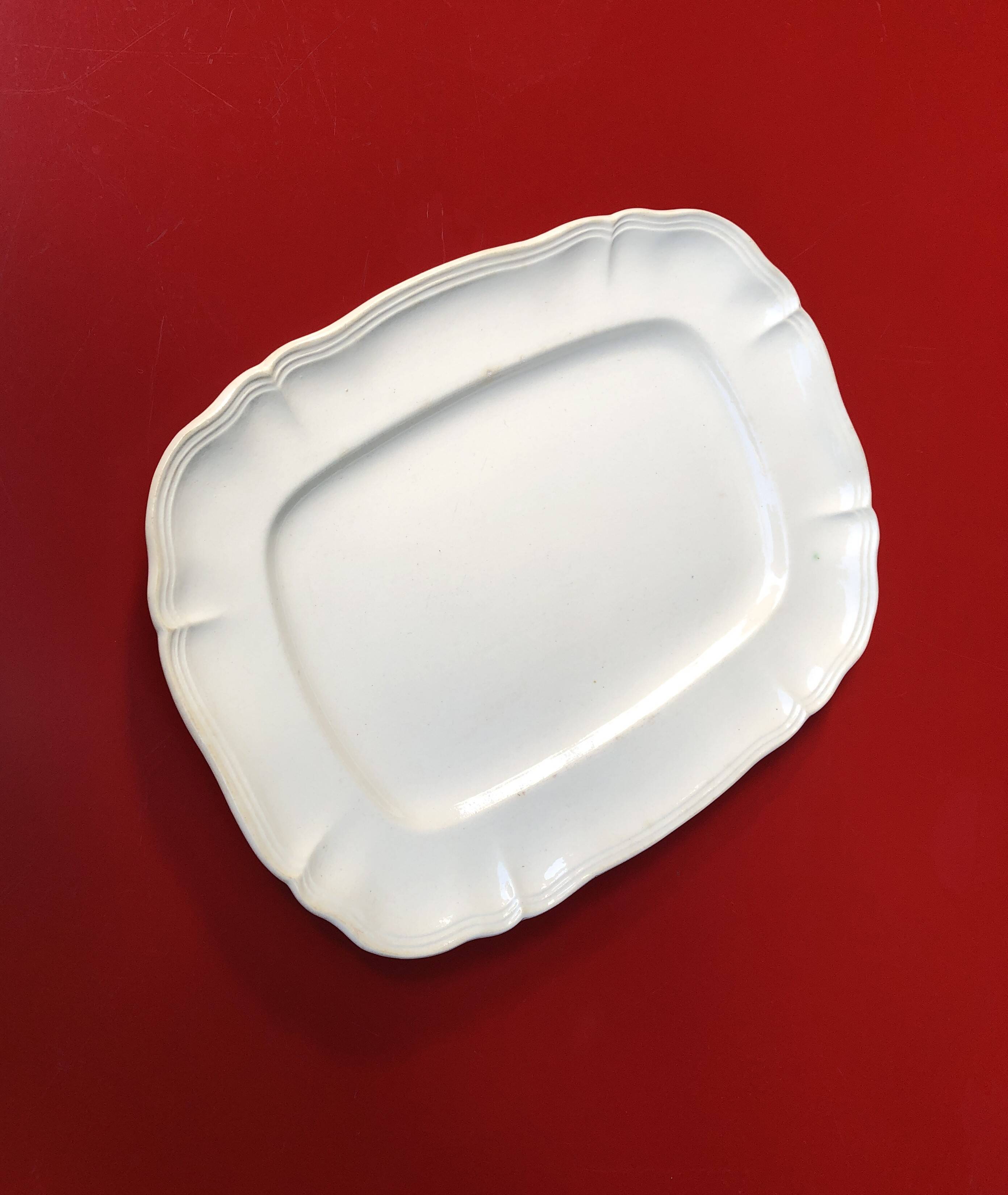 White rectangular dish, signed Digoin Sarreguemines France.