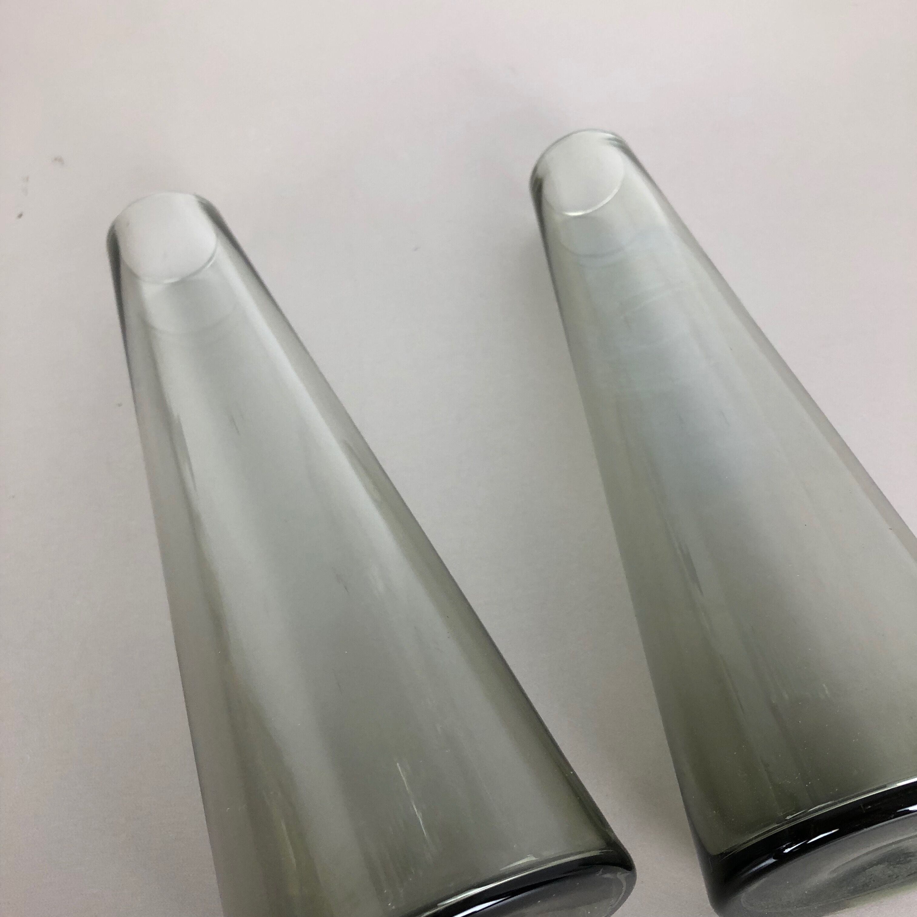 1960s set of 2 turmalin vases by Wilhelm Wagenfeld for WMF, Germany