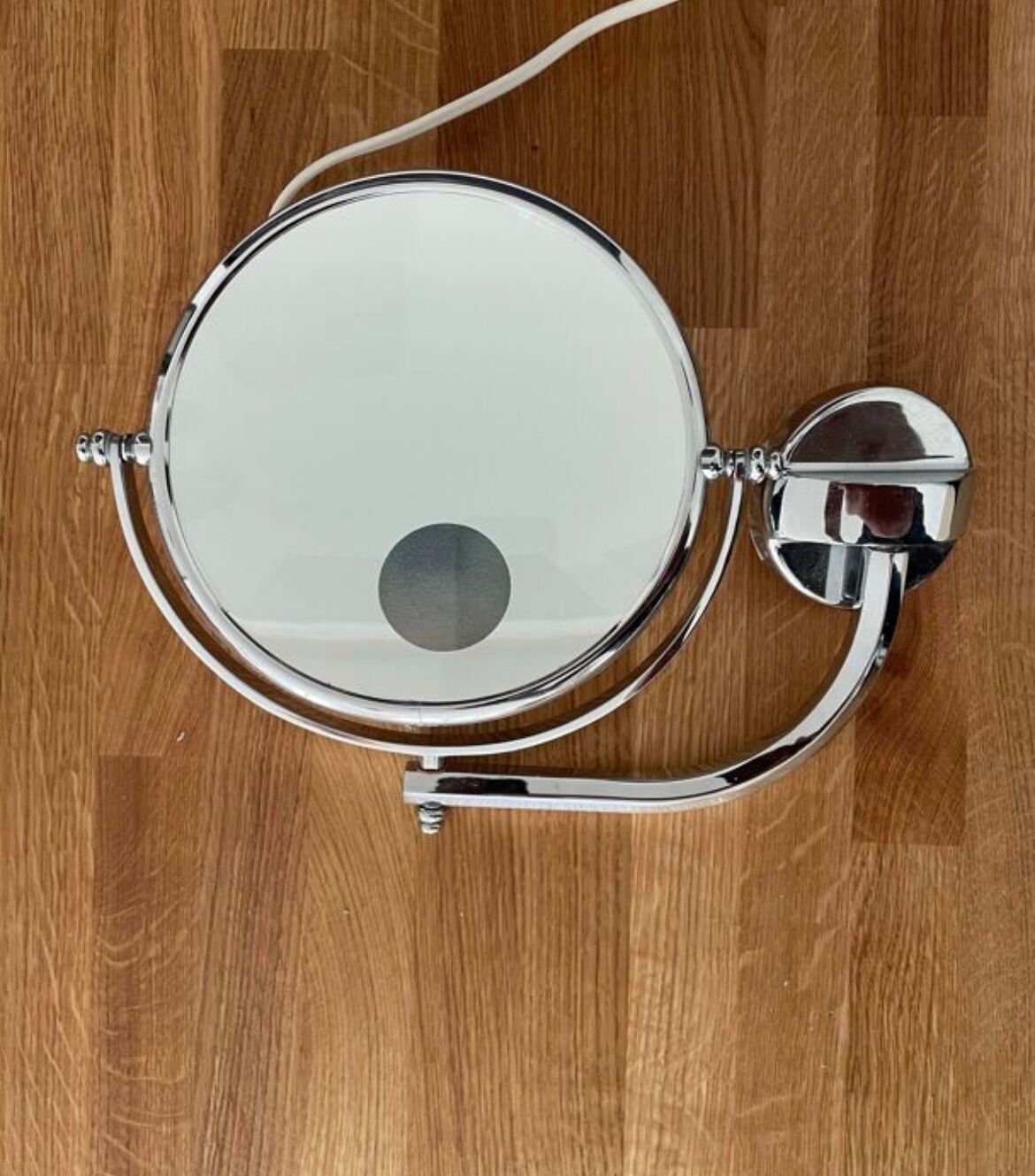 Vintage magnifying and illuminating mirror chromed metal Arpin Paris 1970
