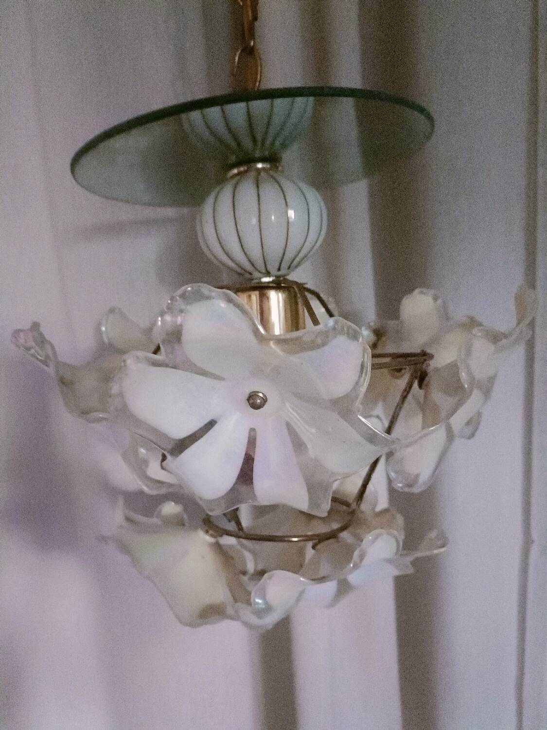 70s Flower and Mirror Chandelier