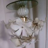 70s Flower and Mirror Chandelier
