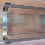 Coffee table 1970s, in metal 2 tones and glass.