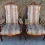 Paire de fauteuils voltaire Napoleon lll en acajou du XlX ème siecle ref je
