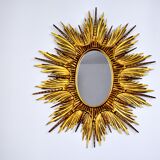 Miroir soleil et épis en bois dorée début XXème 99cm