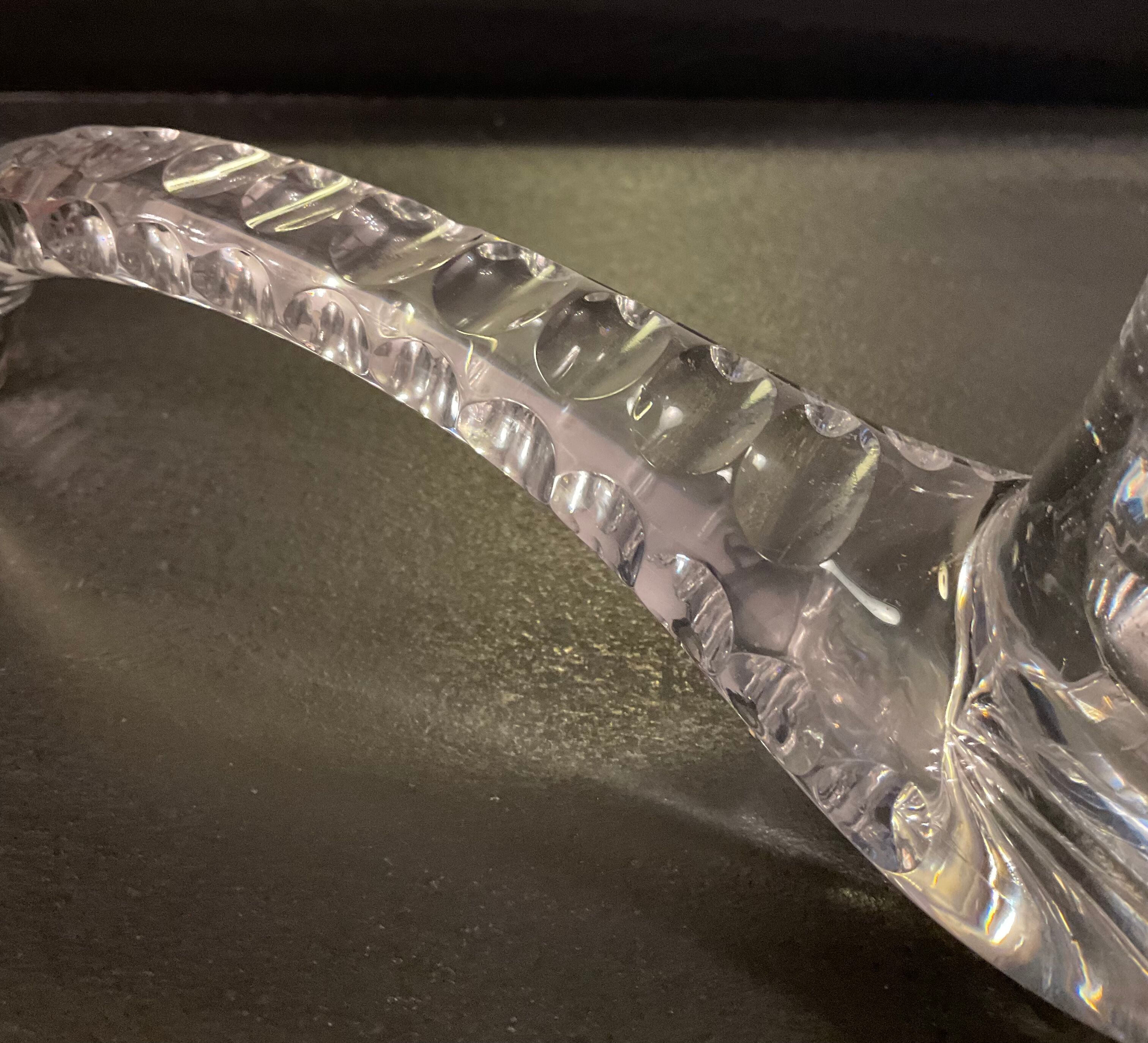 Vintage pipe ashtray chiseled crystal 70s