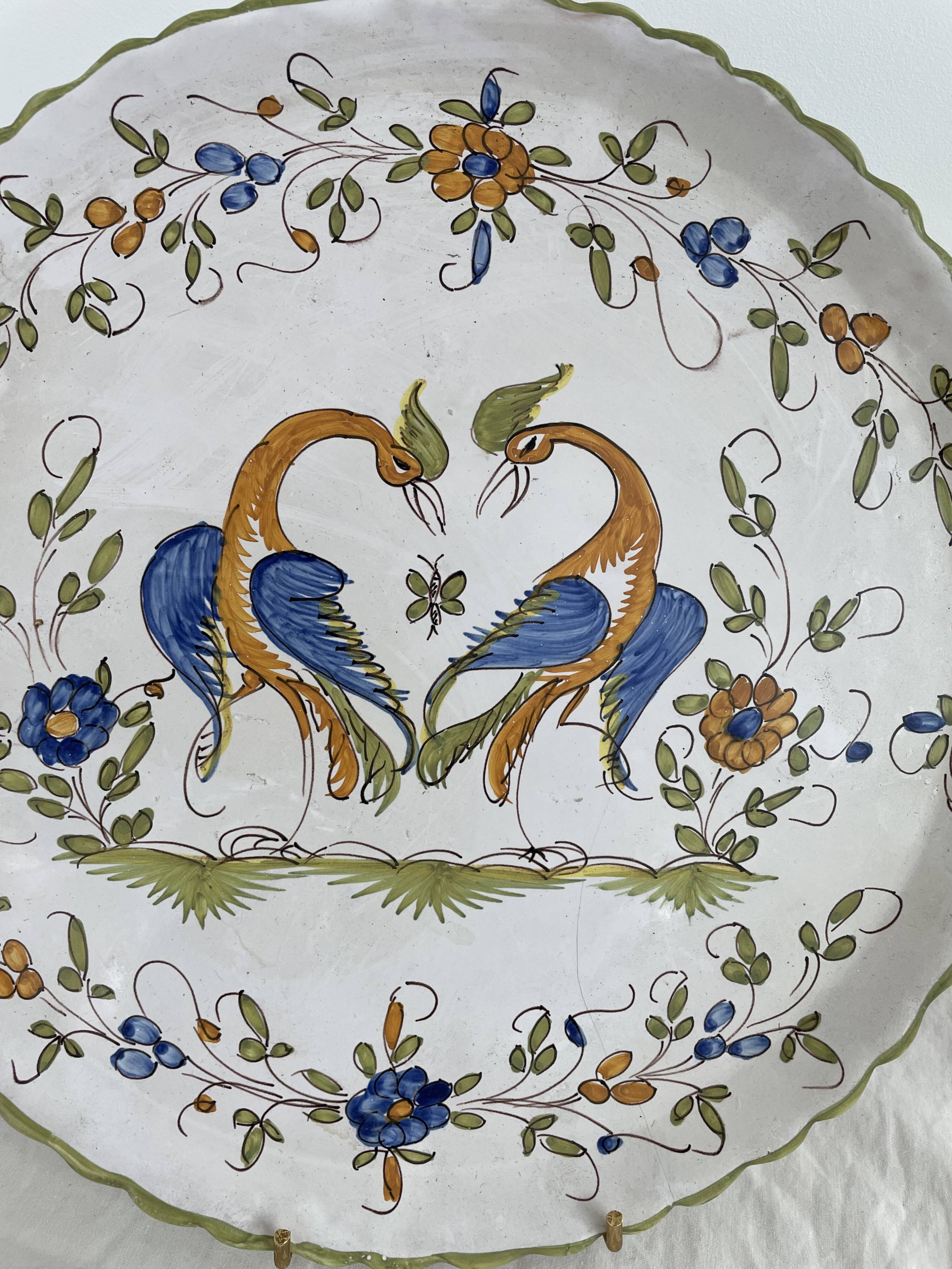 Dessert service, earthenware, Martres-Tolosane, signed Matet France