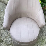 Fauteuil crapaud en toile vintage 1970