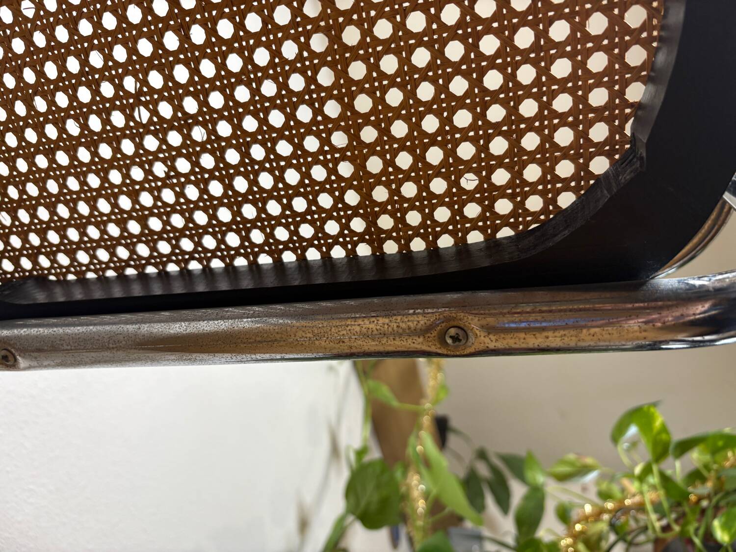 Marcel Breuer armchair, Cesca B64, black and cane, 1960 Italy.