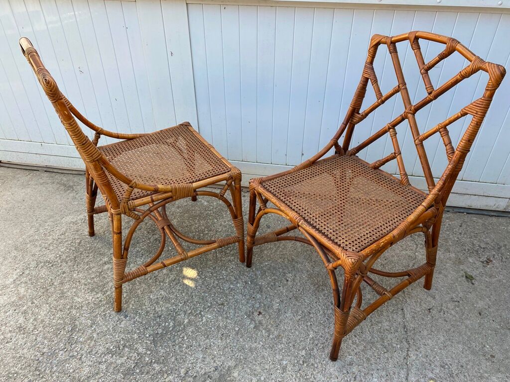 Pair of rattan chairs and vintage cannage from the 70s