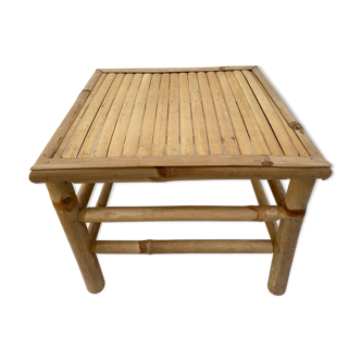 Table basse vintage en bambou rotin