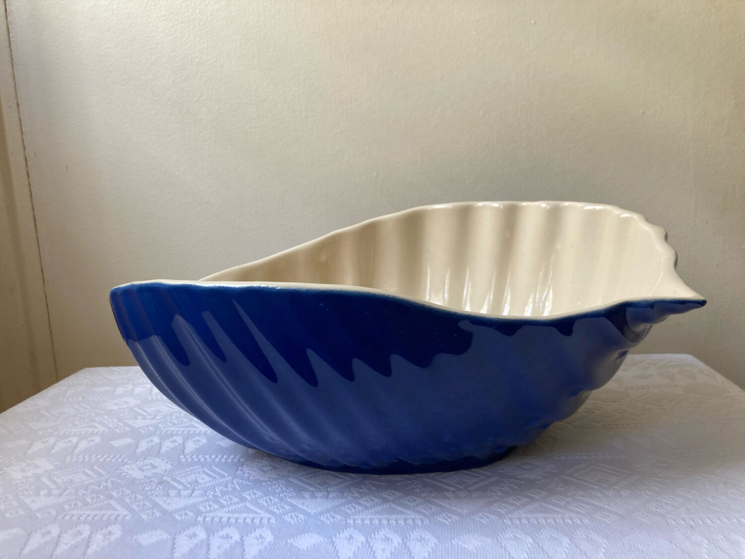 Saladier bleu coquillage Appolia vintage fabriqué en Bretagne