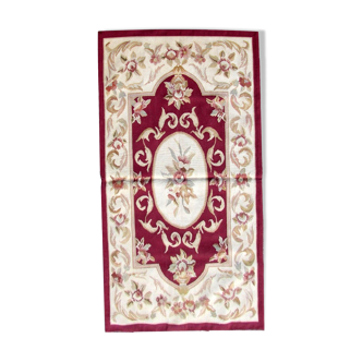 Tapis vintage français aubusson fait main 80cm x 145cm 1980s