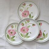 Set of 4 Moulin des Loups dinner plates, 1980, vintage French