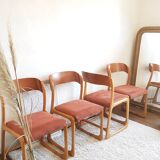 Suite of 4 chairs sleds Baumann, 1960s