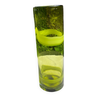 Vase en verre vert vintage 1970