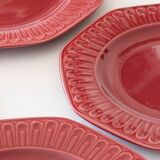 4 flat plates red ruby relief Art Decoo