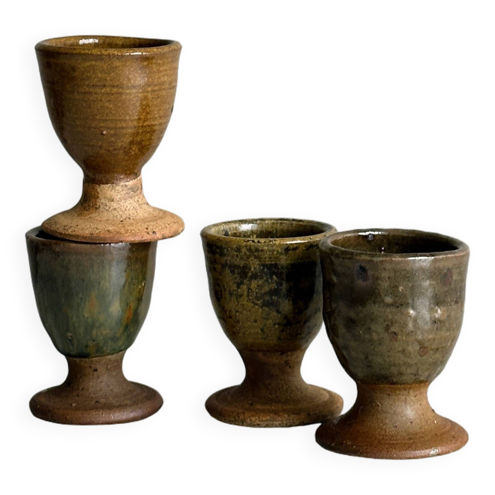 Set of 4 handmade ceramic egg cups