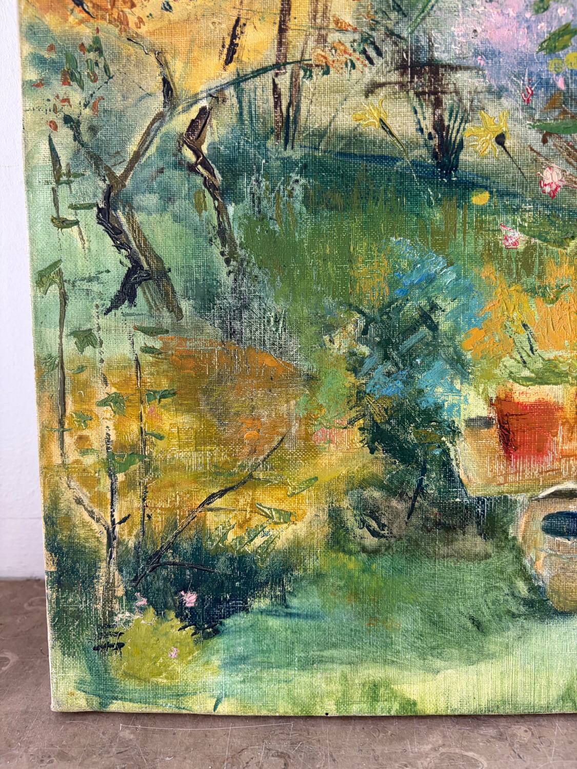 The vegetable garden, oil on canvas signed Lohezic 1974.