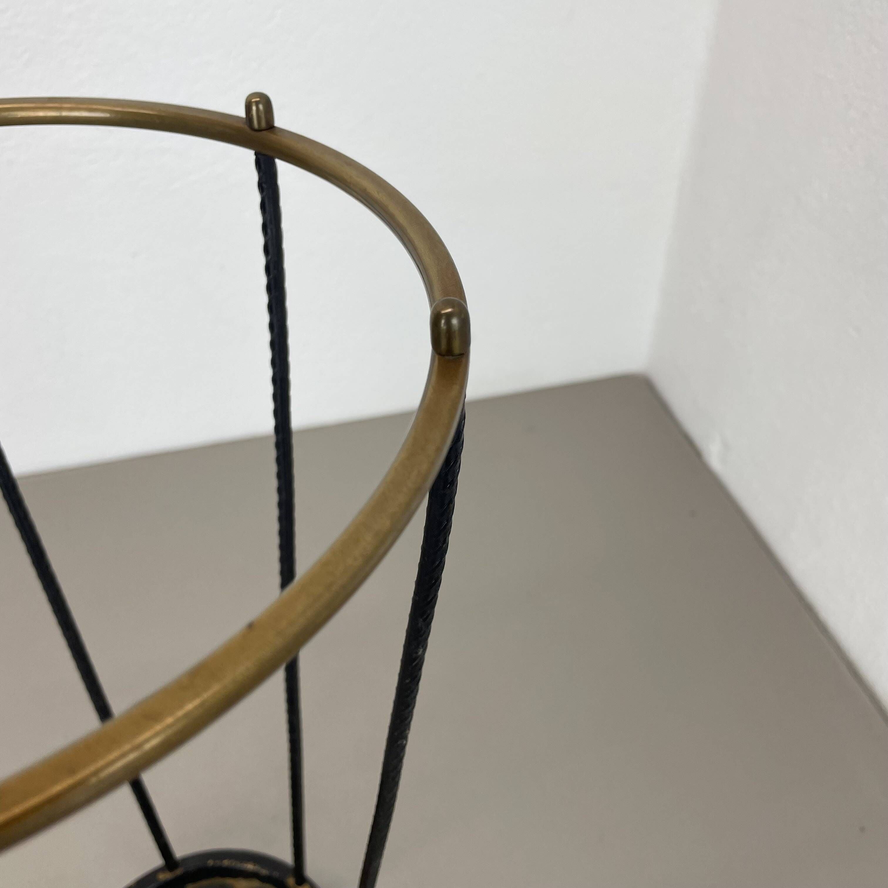 Midcentury Brass and metal BAUHAUS Style Umbrella Stand, France, 1950s