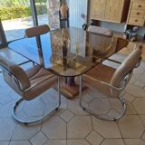 Guido faleschini dining table chrome marble glass funnel 1970 italy