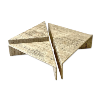 Butterfly model coffee table set by Roche Bobois in travertine