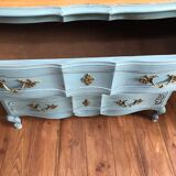 Aged blue patina chest of drawers