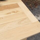 Large solid oak farmhouse table in raw wood