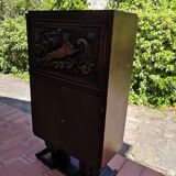 Vintage Art Deco carved bar cabinet