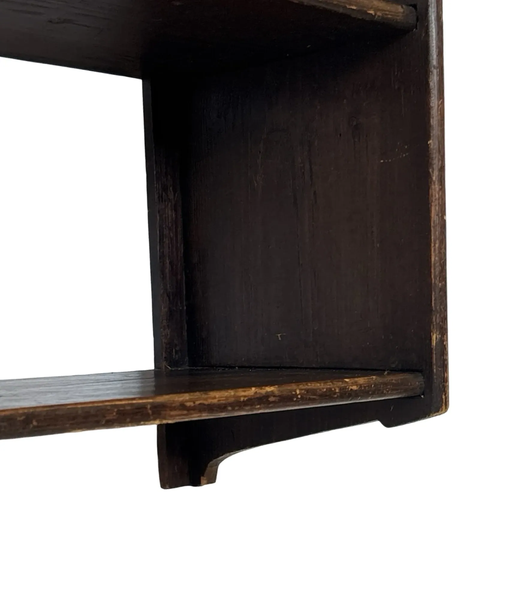 Vintage wooden wall shelve rack in oak brutalist minimalist design