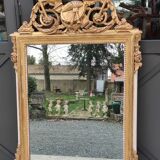 Old Large Golden Mirror With Louis XVI Style Pediment
