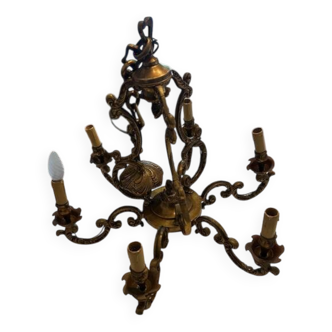 Antique chandelier in solid bronze
