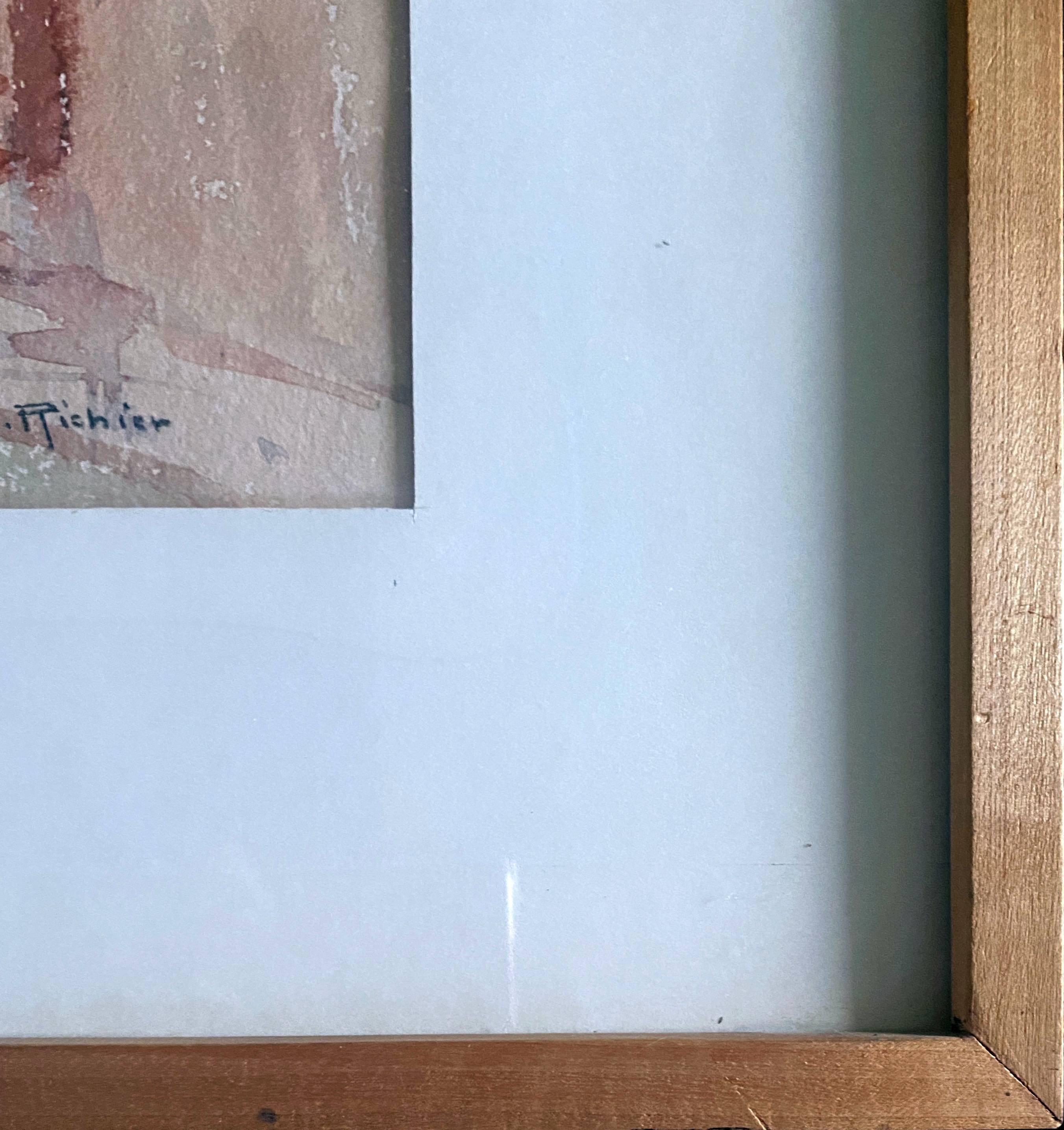 Watercolor painting "Ruelle de la Medina" Orientalist Morocco by Denise Richier