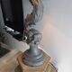 Monumental lamp with a dolphin in cast iron and lead scales - 110cm