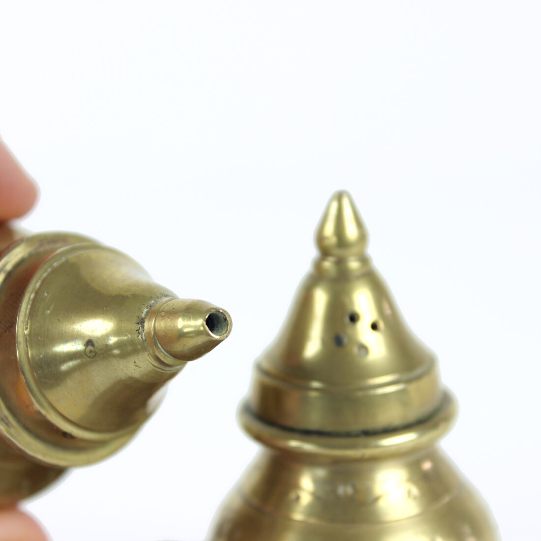 Salière et poivrière en laiton, années 1970