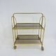 Mid-century modern folding bar cart in brass and ribbed acrylic glass, 1970s