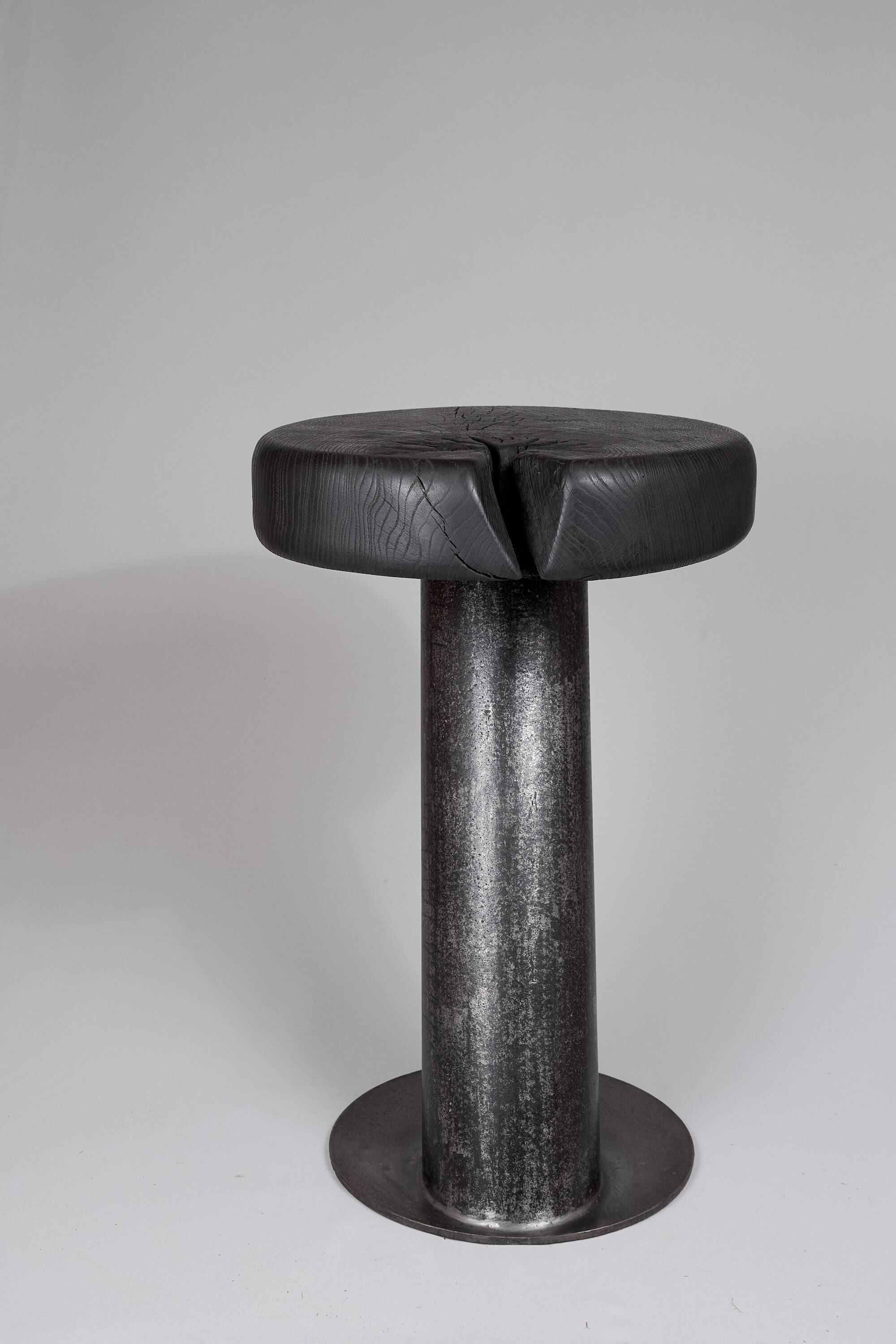 Solid wood sculptural side table, original contemporary design, logniture