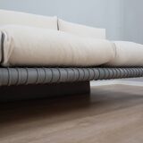 Vintage 3-seater sofa by Marzio Cecchi in ribbed leather 1970s