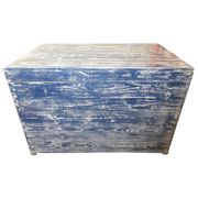 Antique chest of drawers in blue and white painted wood - shabby-chic patinated charm