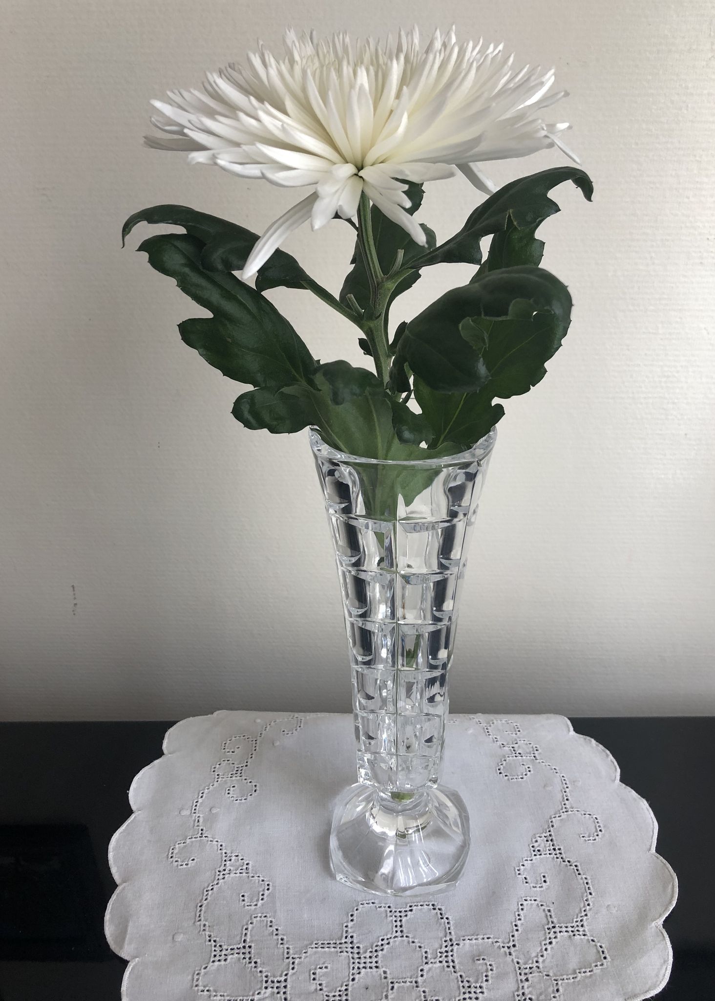 Vase haut verre taillé