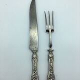 Box of cutlery with leg / roast silver filled.