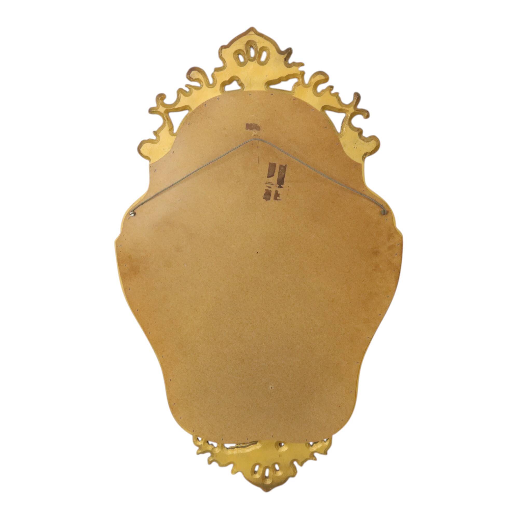 French Gold Leaf Gilded Crested Mirror Baroque Style Facet 84cm