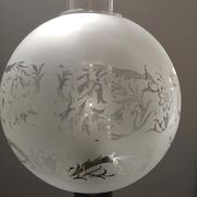 Old large ceramic lamp cracked globe + glass tube H 59 cm TBE