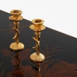 Table basse bambou laiton laque de Chine Maison Baguès 1950