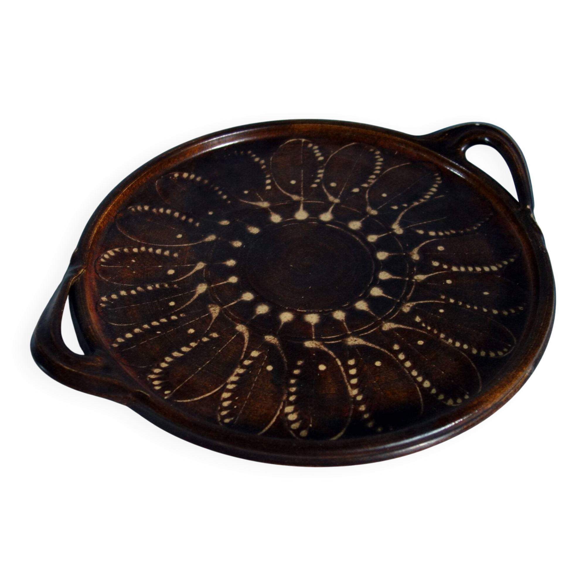 Large vintage platter in glazed pottery