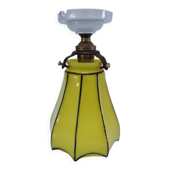 Yellow glass porcelain lamp, early 20th century