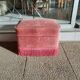 Pink velvet toad pouf